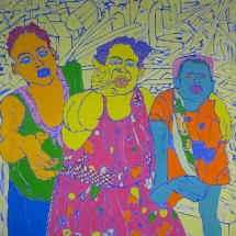 2010 - inches - Acrylic and stitching on canvas