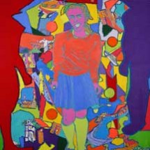 2004 - 45 x 47 inches - Acrylic, stitching and cutouts on canvas